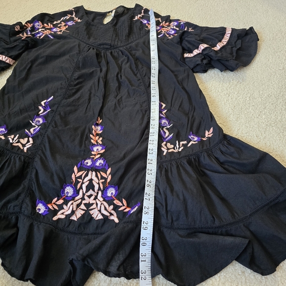 Free People Black Mini Dress with Purple Embroidery - Picture 11 of 16